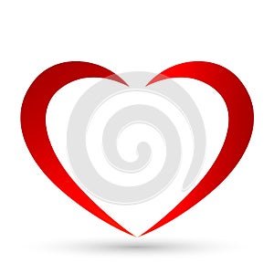 Abstract red line heart shape outline  Vector icon in flat style The heart is a symbol of love on white background
