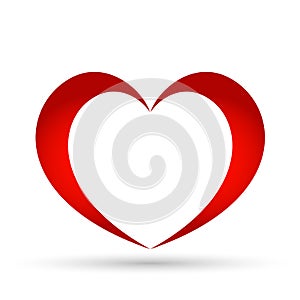 Abstract red line heart shape outline Vector icon in flat style The heart is a symbol of love on white background.Design celebrate