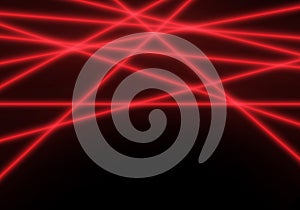 Abstract red line laser light beam on black technology background vector