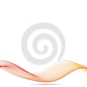Abstract red line orange wave yellow band on white background. vector illustration