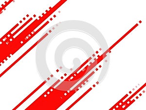 Abstract red lines and dots pattern isolated on white background