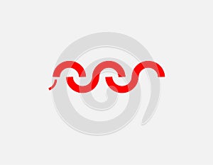 Abstract red logo icon snake from the geometric elements of the semicircles
