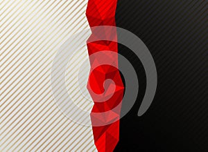 Abstract red low polygon white and black contrast background