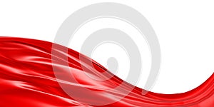 Abstract red luxury fabric banner background with copy space 3d render