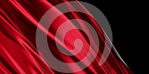 Abstract red luxury fabric banner background with copy space 3d render