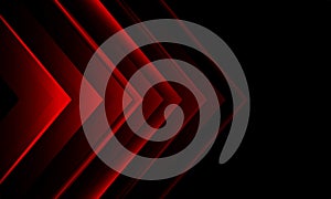 Abstract red metallic arrow direction geometric on black design modern futuristic technology creative background vector