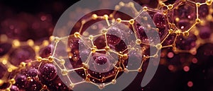 Abstract red molecular structure with glowing bonds