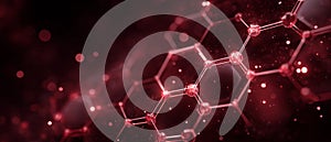Abstract red molecular structure with glowing bonds