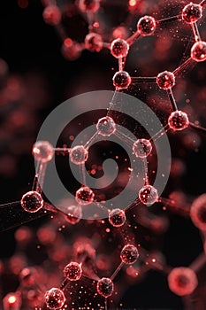Abstract red molecular structure with glowing bonds