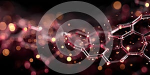 Abstract red molecular structure with glowing bonds