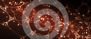 Abstract red molecular structure with glowing bonds