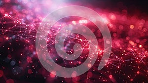 Abstract Red Network with Bokeh Lights