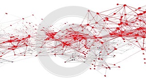 Abstract Red Network Connection, Complex Data Visualization, Digital Communication, Technology Background, Internet Web, Global