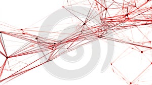 Abstract Red Network Connection:  Intricate web of interconnected nodes, digital data streams, and complex system visualization.