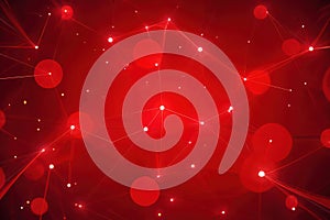 Abstract red network of glowing lights and connections