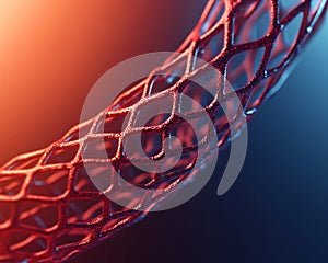 Abstract Red Network Mesh 3D Render Geometric Pattern Technology Background Science Concept AI generated.