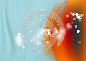 Abstract Red Orange and Blue Bokeh Wave Background Vector Graphic