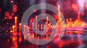 Abstract Red and Orange Digital Data Visualization