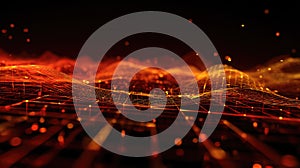 Abstract red orange digital wave surface computing