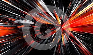 Dynamic Abstract Light Streaks in Red, Black, and White