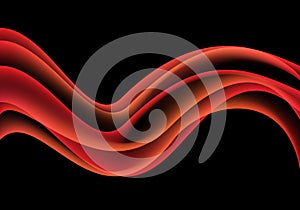 Abstract red orange wave smooth smoke on black design modern background vector