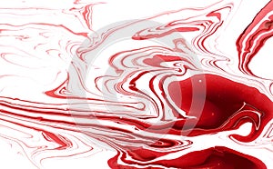 Abstract red paint background acrylic marble mix.