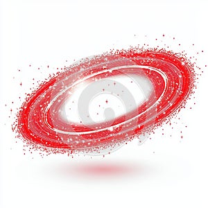 Abstract Red Particle Swirl Design Element on White Background