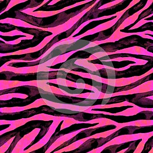 Abstract red, pink and black zebra striped textured seamless pattern background