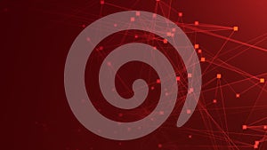Abstract red polygon tech network with connect technology background.