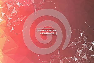 Abstract Red Polygonal Space Background with Connecting Dots and Lines.  Connection structure. Vector science Futuristic HUD