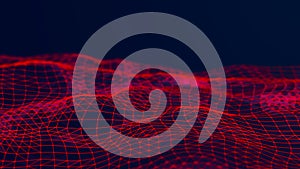 Abstract red polygonal space with dots and lines. Triangular structure. Background concept for your design. 3d