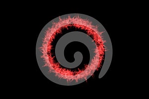 abstract red powder explosion on black background.