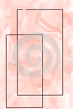 Abstract red rectangle shapes on delicate peach orange watercolor gouache paint brush strokes minimalist background