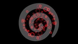 Abstract red rings flowing slowly towards the camera on black background, seamless loop. Animation. Colorful circles photo