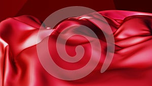 Abstract red satin fabric loop background waving