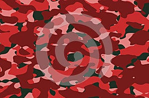 Abstract red seamless camouflage texture background with military pattern