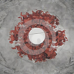Abstract Red Shards Circle on Textured Grey Background photo