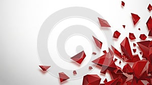 Abstract Red Shards Exploding on White Background