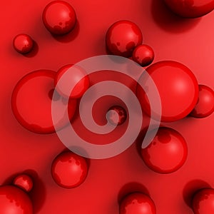 Abstract Red Shiny Spheres Background