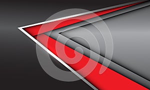 Abstract red silver arrow direction overlap on grey metallic with blank space design modern futuristic background vector