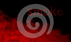 Abstract red smoke mist fog on a black background. Texture, isolated.