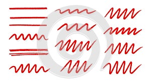 Abstract red squiggly line pattern on white background