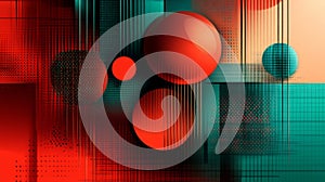 Abstract Red and Teal Sphere Composition