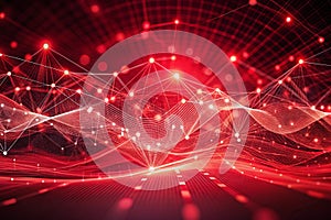 abstract red tech background with digital waves