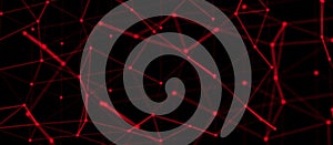 Abstract red tech network. Abstract dots and lines texture background. copy space.