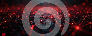 Abstract red tech network digital background. Futuristic dots and lines texture. Modern data connection internet, blockchain