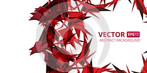 Abstract red triangle vector background on white.