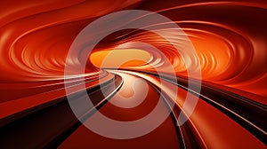 abstract red tunnel background with train tracks