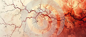 Abstract Red Vein Structure Network Pattern Texture Background