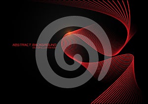 Abstract red wave curve 3D light on black design modern futuristic background vector